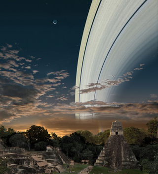 Illustration for article titled Impressive image of Earth surrounded by Saturn's rings
